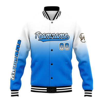 Custom Varsity Jacket Letterman Jacket For Men, Women And Youth White&Blue