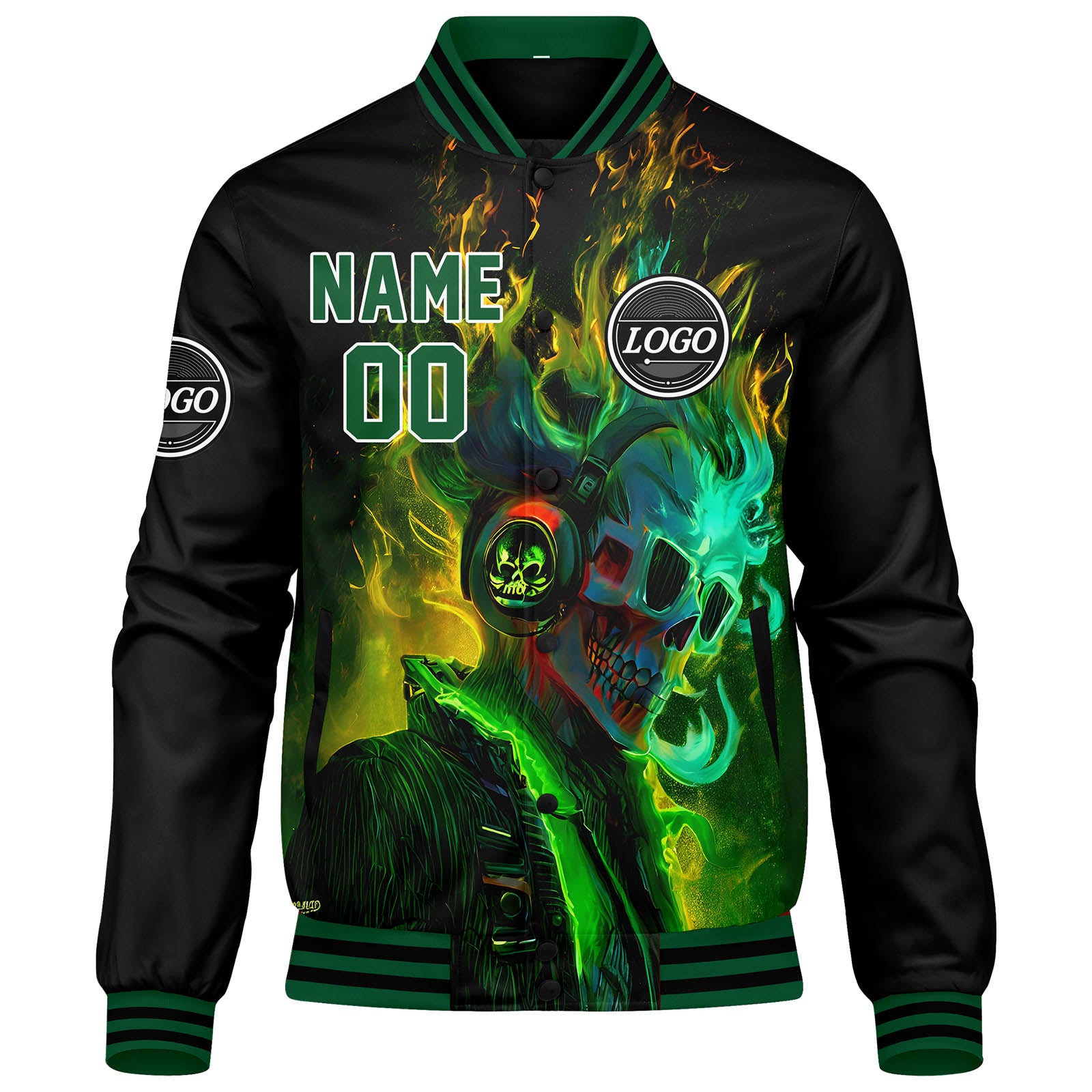 Custom Varsity Jacket Letterman Jacket For Men, Women And Youth Green Black