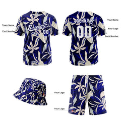 Custom Hawaiian Baseball Jersey and Shorts Set 2 Pieces Print Beach Suit with adults and kid for Bucket Hats