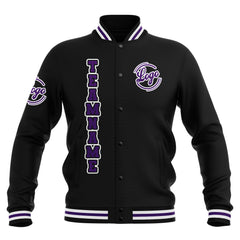 Custom Black Purple White  Waterproof Varsity Jackets Personalized Stitched Name Number Logo to Letterman Jackets