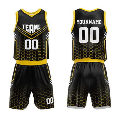 Custom Black-Yellow Basketball Jersey for man women uniform Suit Kids Adults Personalized Jersey