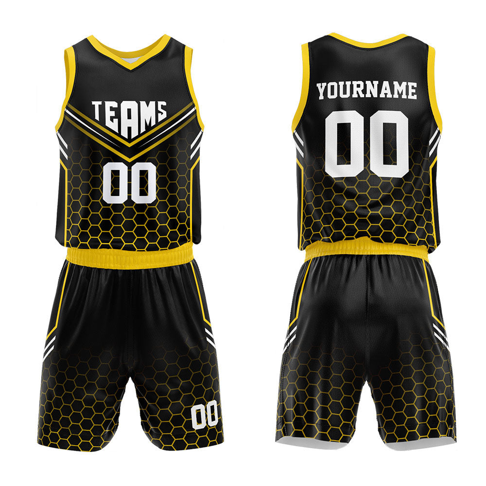 Custom Black-Yellow Basketball Jersey for man women uniform Suit Kids Adults Personalized Jersey