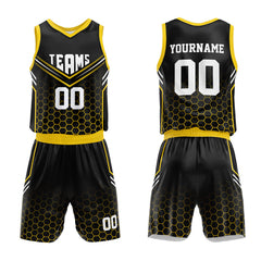 Custom Black-Yellow Basketball Jersey for man women uniform Suit Kids Adults Personalized Jersey