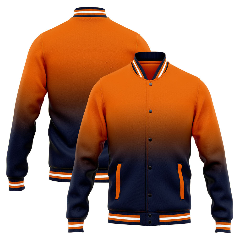 Custom Varsity Jacket Letterman Jacket For Men, Women And Youth Navy Orange