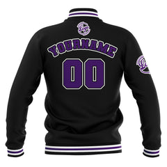 Custom Black Purple White  Waterproof Varsity Jackets Personalized Stitched Name Number Logo to Letterman Jackets