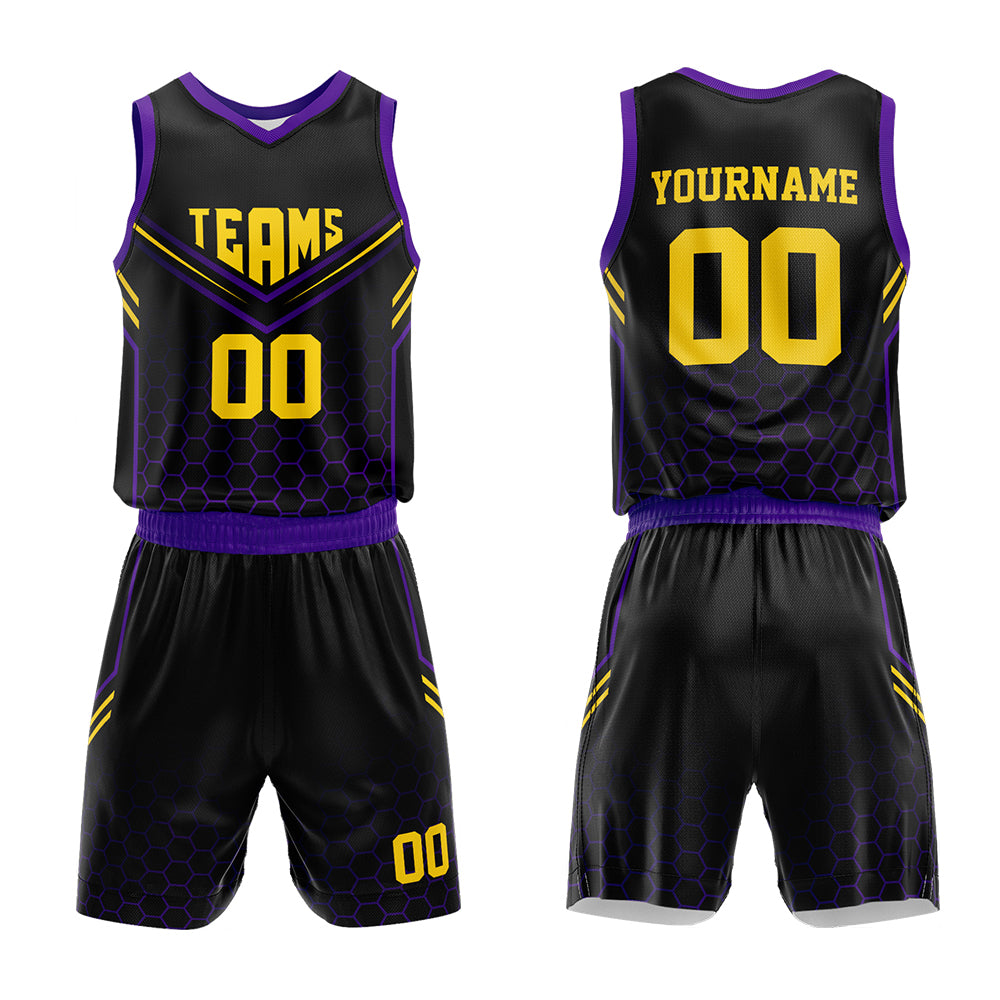 Custom Black-Purple Basketball Jersey for man women uniform Suit Kids Adults Personalized Jersey