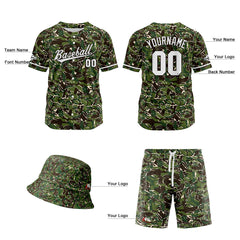 Custom Hawaiian Baseball Jersey and Shorts Set 2 Pieces Print Beach Suit with adults and kid for Bucket Hats