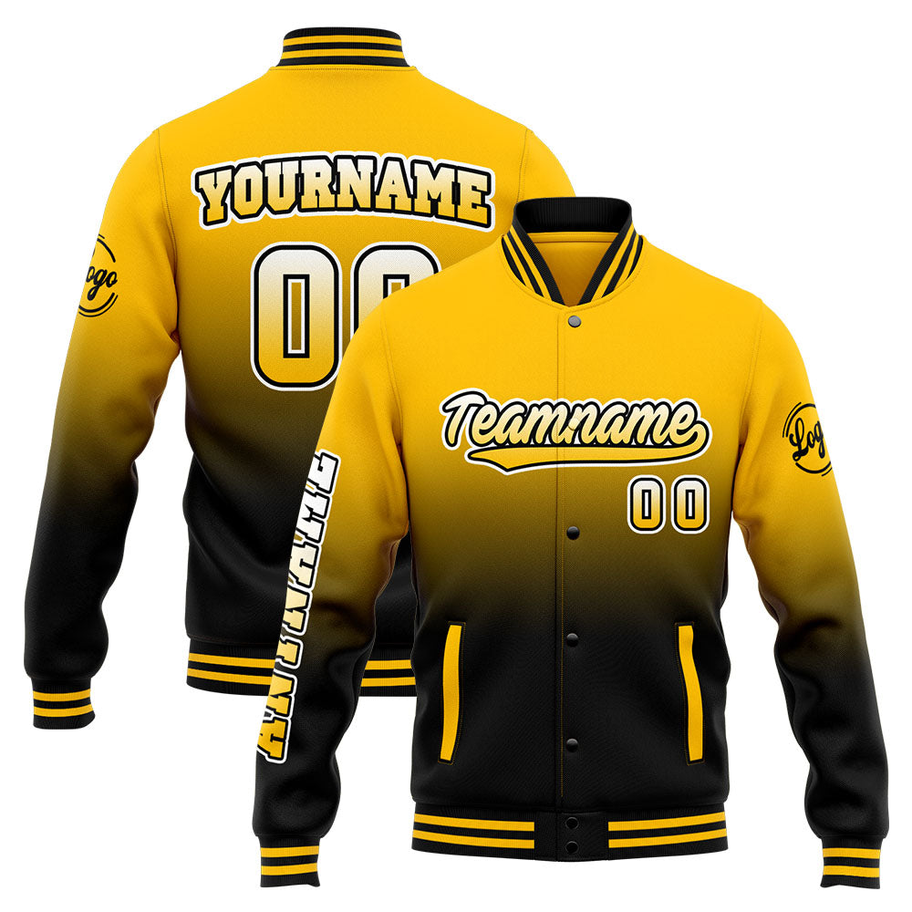 Custom Varsity Jacket Letterman Jacket For Men, Women And Youth Yellow Black