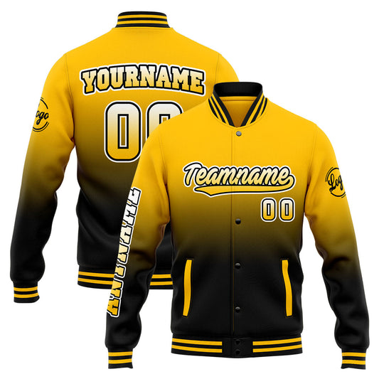 Custom Varsity Jacket Letterman Jacket For Men, Women And Youth Yellow Black