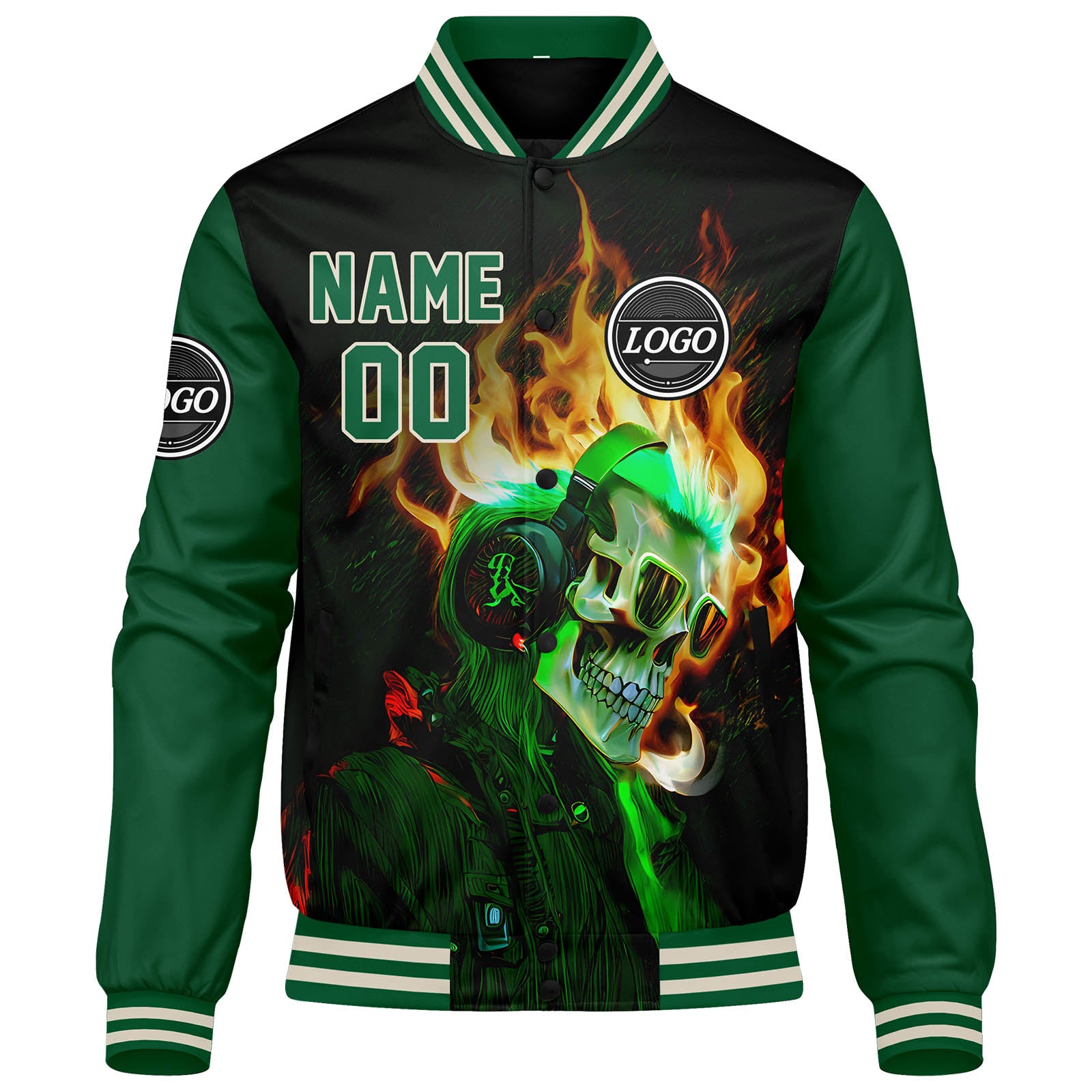 Custom Varsity Jacket Letterman Jacket For Men, Women And Youth Green Black