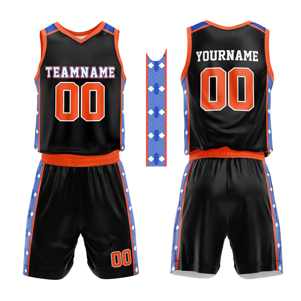 Custom Black-Orange-Royal Basketball Jersey for man women uniform Suit Kids Adults Personalized Jersey