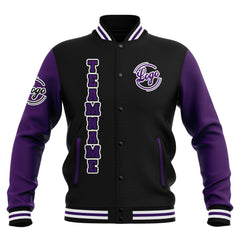 Custom Black Purple White  Waterproof Varsity Jackets Personalized Stitched Name Number Logo to Letterman Jackets