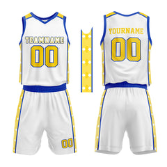 Custom White-Royal-Yellow Basketball Jersey for man women uniform Suit Kids Adults Personalized Jersey