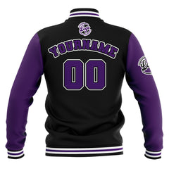 Custom Black Purple White  Waterproof Varsity Jackets Personalized Stitched Name Number Logo to Letterman Jackets