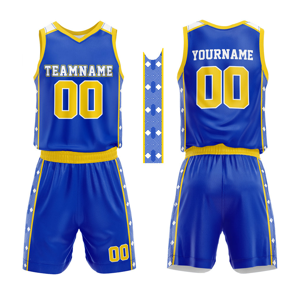 Custom Royal-Yellow Basketball Jersey for man women uniform Suit Kids Adults Personalized Jersey