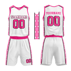 Custom White-Pink Basketball Jersey for man women uniform Suit Kids Adults Personalized Jersey