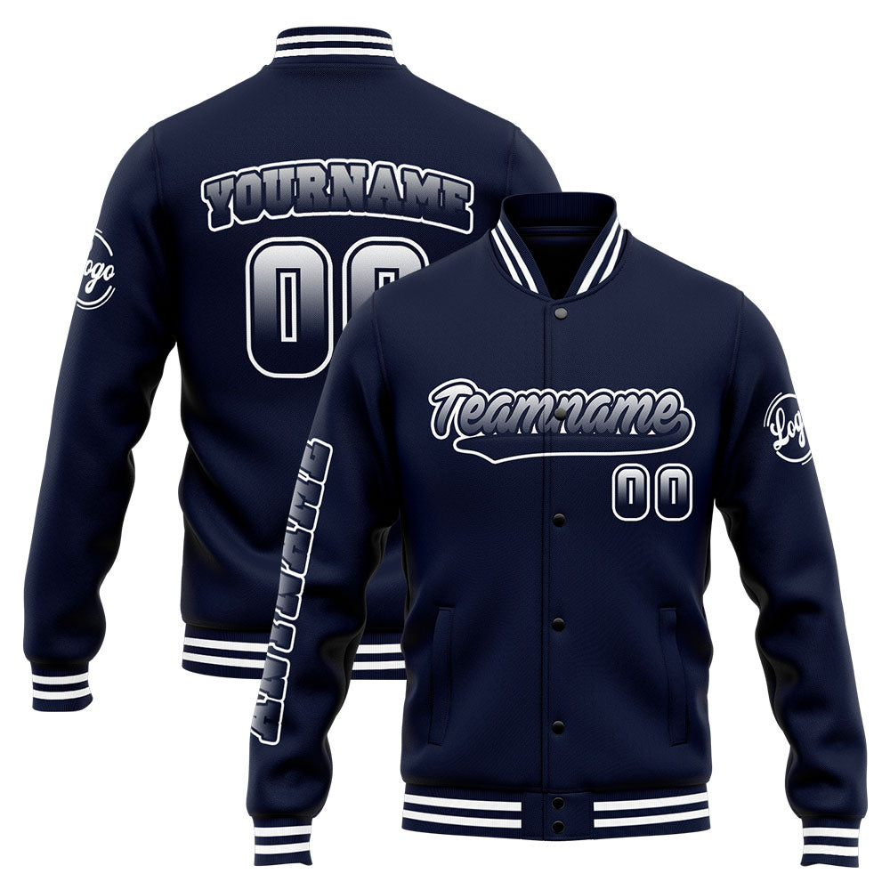 Custom Varsity Jacket Letterman Jacket For Men, Women And Youth Navy White