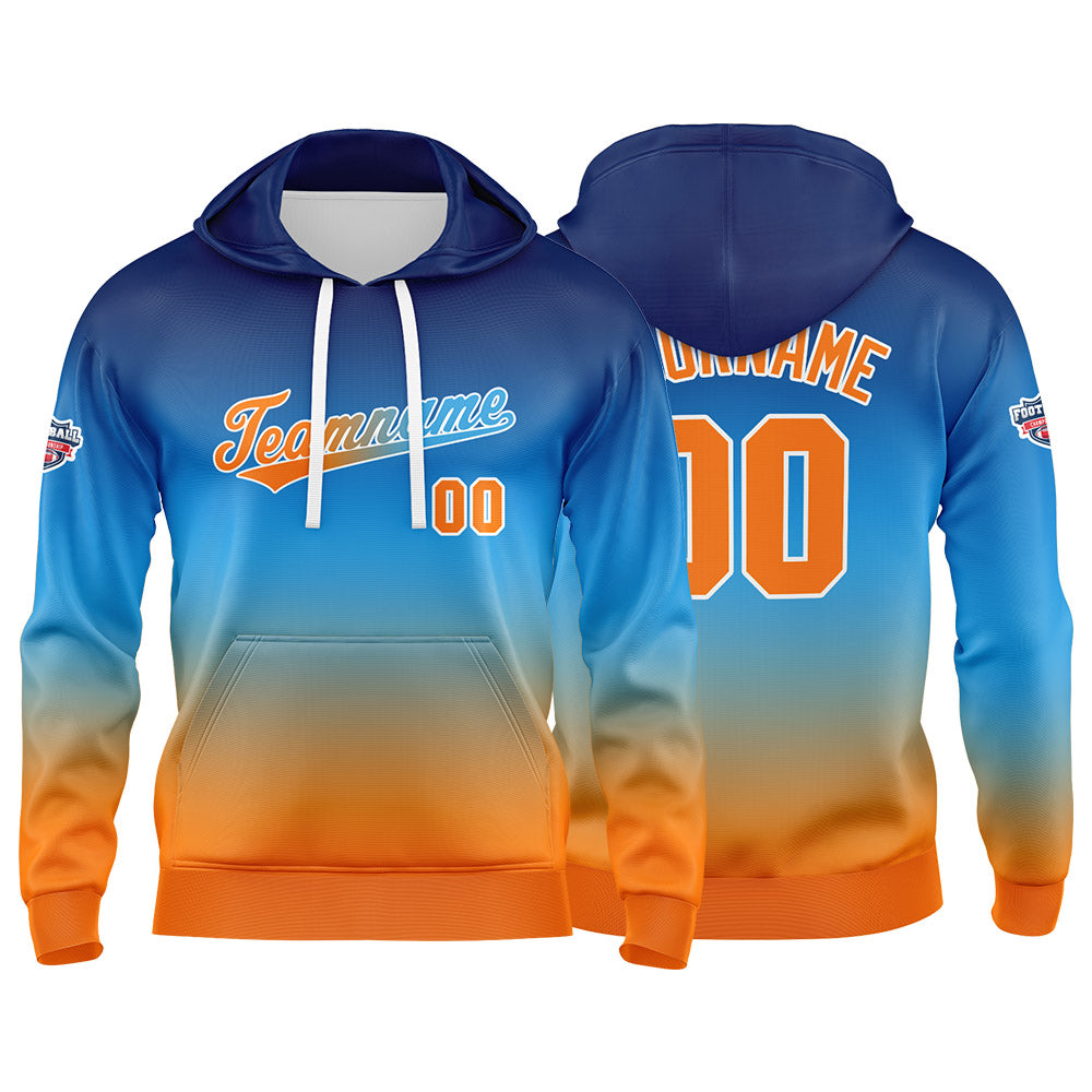 Custom Sweatshirt Hoodie For Man Woman Girl Boy Print Your Logo Name Number Blue Orange