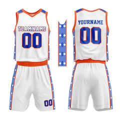 Custom White-Orange-Royal Basketball Jersey for man women uniform Suit Kids Adults Personalized Jersey