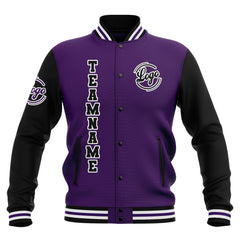 Custom Black Purple White  Waterproof Varsity Jackets Personalized Stitched Name Number Logo to Letterman Jackets