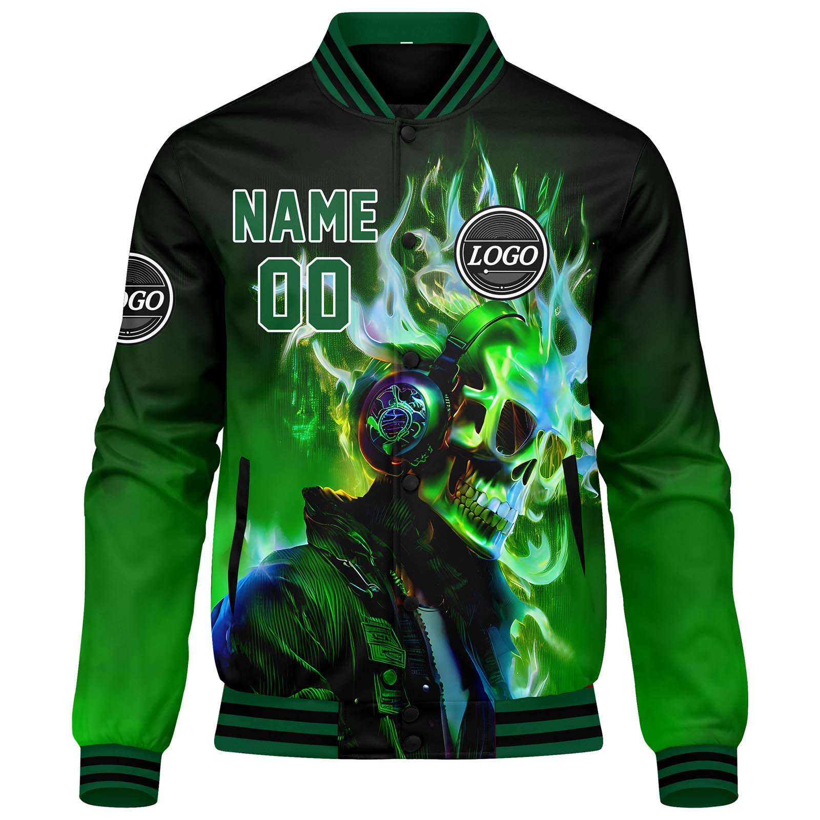 Custom Varsity Jacket Letterman Jacket For Men, Women And Youth Black Green