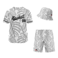 Custom Hawaiian Baseball Jersey and Shorts Set 2 Pieces Print Beach Suit with adults and kid for Bucket Hats