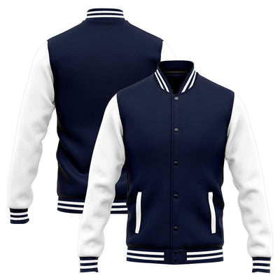 Custom Varsity Jacket Letterman Jacket For Men, Women And Youth Navy White