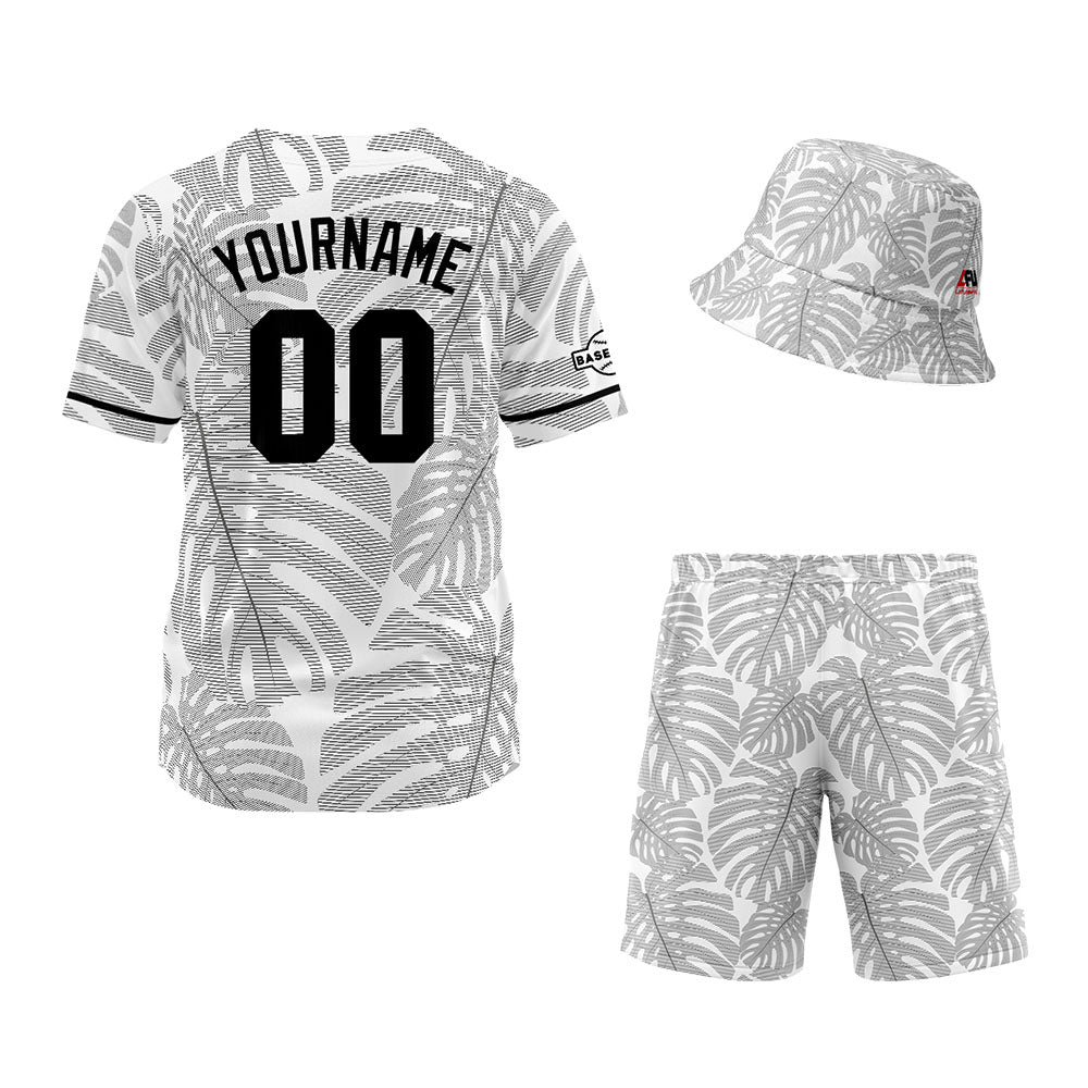 Custom Hawaiian Baseball Jersey and Shorts Set 2 Pieces Print Beach Suit with adults and kid for Bucket Hats