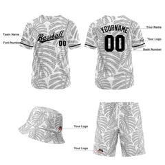 Custom Hawaiian Baseball Jersey and Shorts Set 2 Pieces Print Beach Suit with adults and kid for Bucket Hats