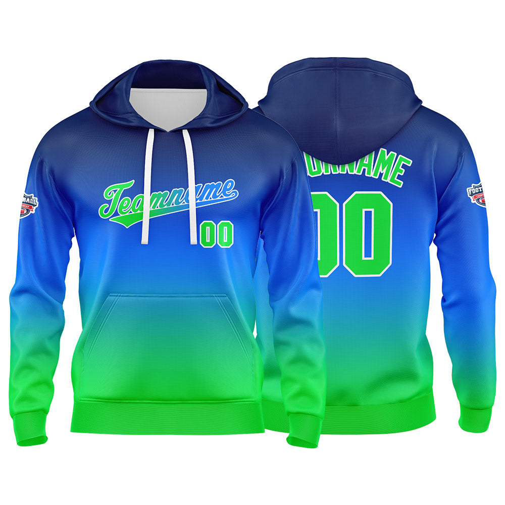 Custom Sweatshirt Hoodie For Man Woman Girl Boy Print Your Logo Name Number Blue Green