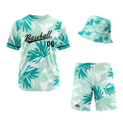 Custom Hawaiian Baseball Jersey and Shorts Set 2 Pieces Print Beach Suit with adults and kid for Bucket Hats