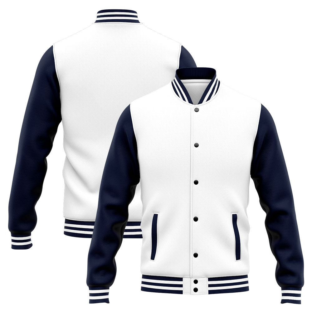 Custom Varsity Jacket Letterman Jacket For Men, Women And Youth Navy White