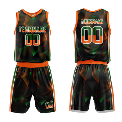 Custom Black-Greenn-Orange Basketball Jersey for man women uniform Suit Kids Adults Personalized Jersey