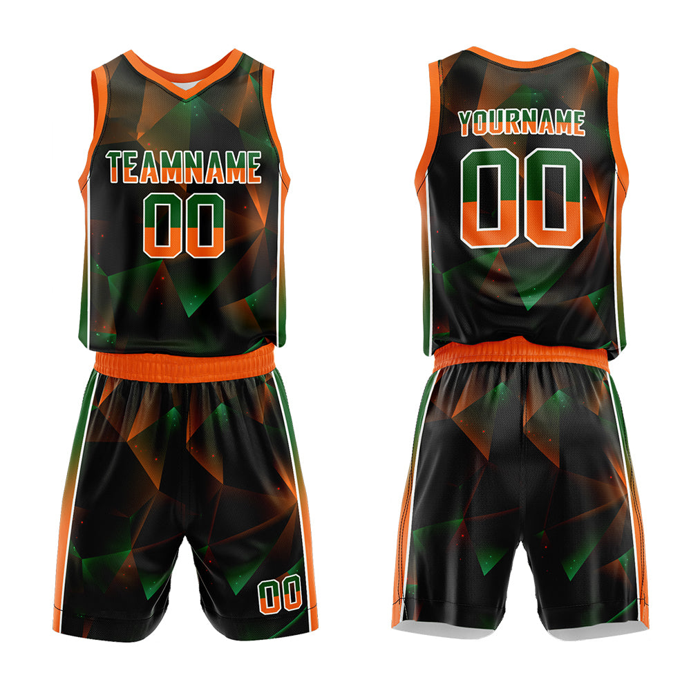 Custom Black-Greenn-Orange Basketball Jersey for man women uniform Suit Kids Adults Personalized Jersey