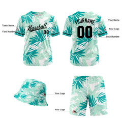 Custom Hawaiian Baseball Jersey and Shorts Set 2 Pieces Print Beach Suit with adults and kid for Bucket Hats