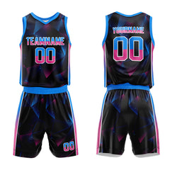 Custom Black-Blue-Pink Basketball Jersey for man women uniform Suit Kids Adults Personalized Jersey