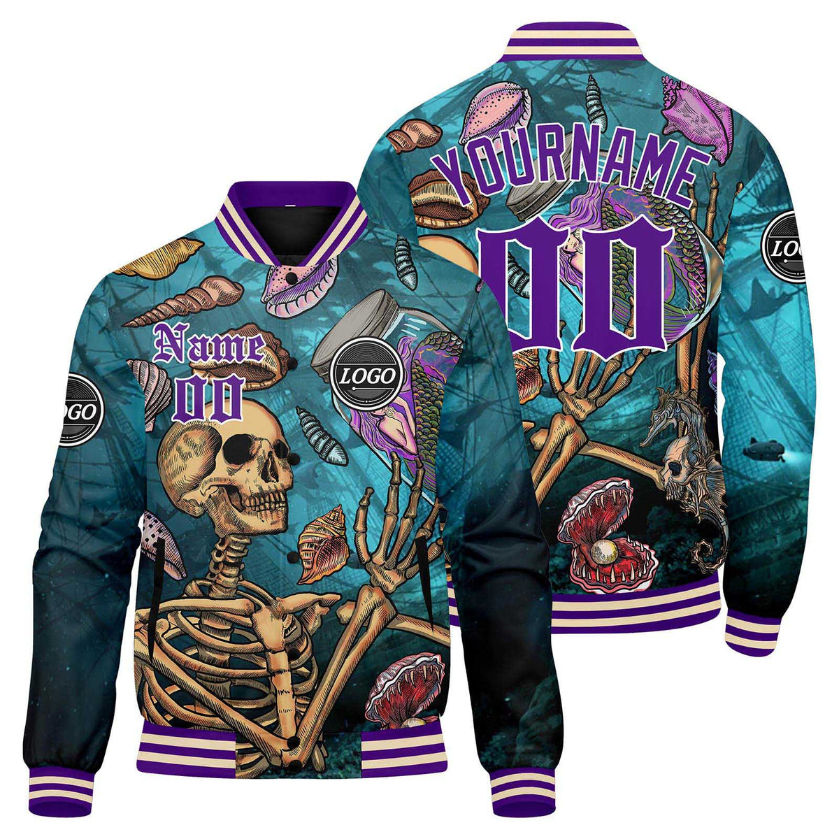 Custom Varsity Jacket Letterman Jacket For Men, Women And Youth Aqua