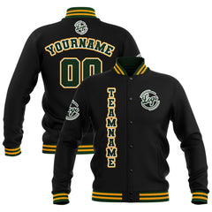 Custom Black Drak Green Yellow Waterproof Varsity Jackets Personalized Stitched Name Number Logo to Letterman Jackets