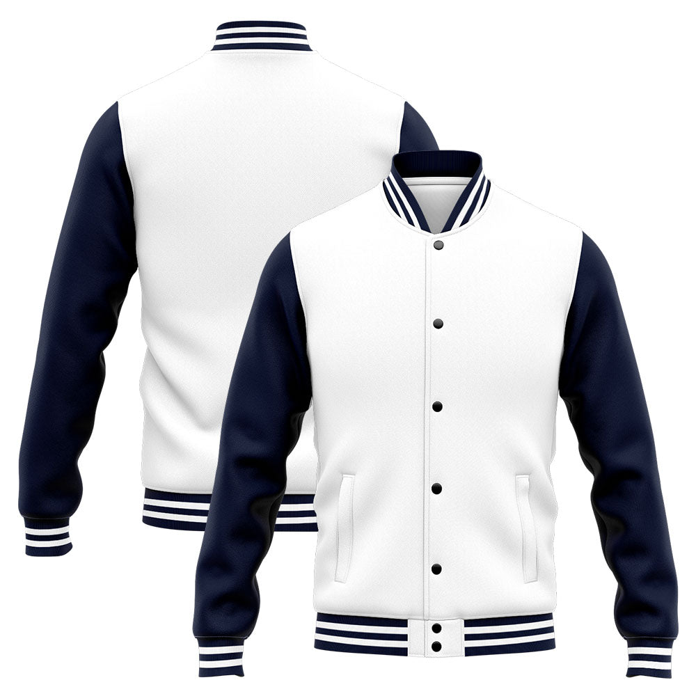 Custom Varsity Jacket Letterman Jacket For Men, Women And Youth Navy White