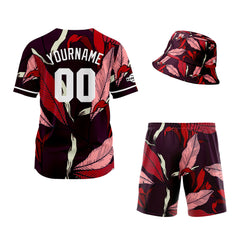 Custom Hawaiian Baseball Jersey and Shorts Set 2 Pieces Print Beach Suit with adults and kid for Bucket Hats