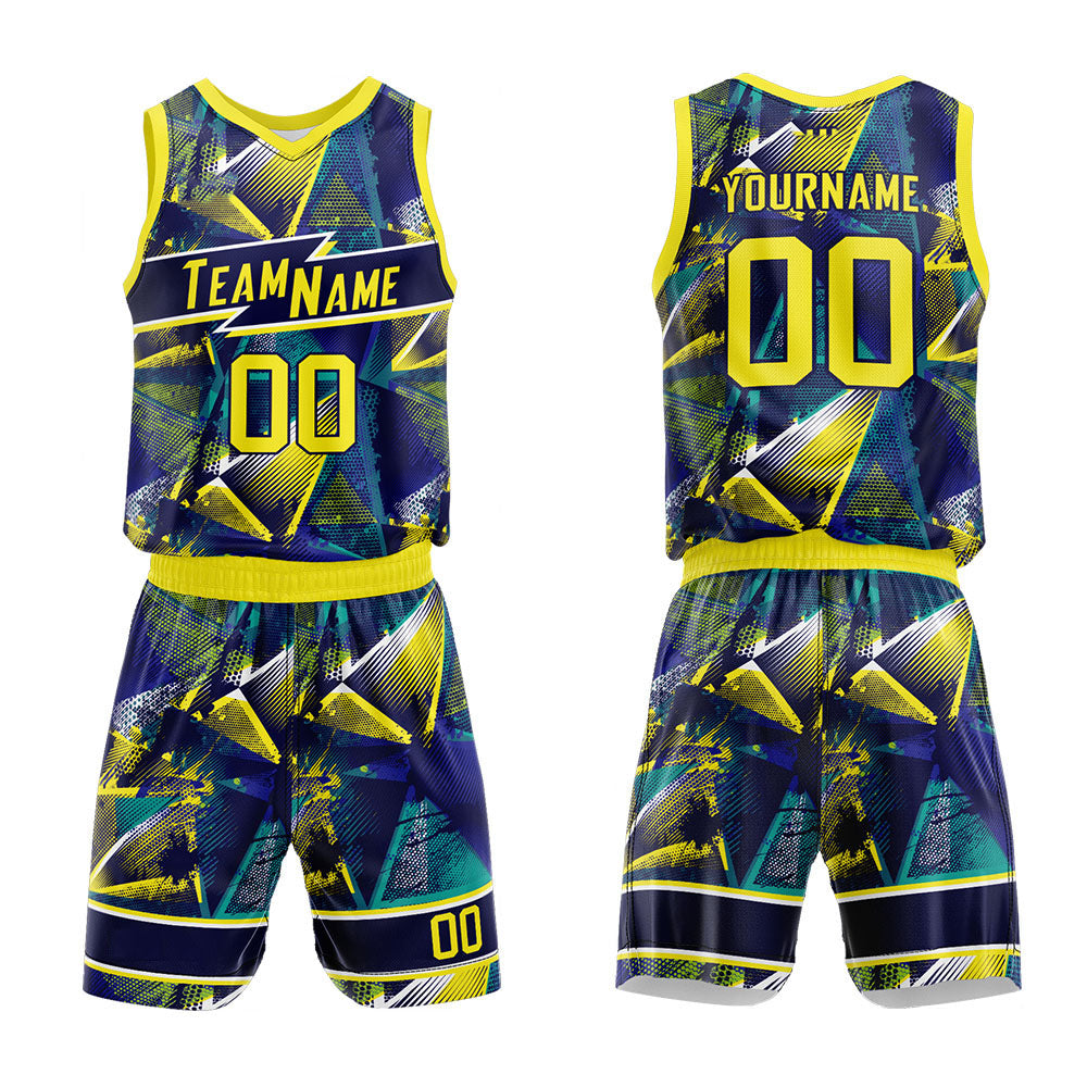 Custom Navy-Yellow Basketball Jersey for man women uniform Suit Kids Adults Personalized Jersey