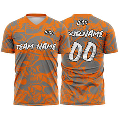 Custom Retro Skull-Orange&Grey T-Shirts for Sports Fans, Personalized Name and Number