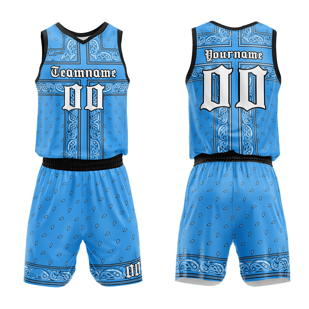 Custom Light Blue-Black Basketball Jersey for man women uniform Suit Kids Adults Personalized Jersey