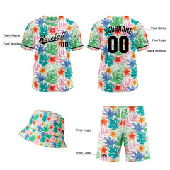 Custom Hawaiian Baseball Jersey and Shorts Set 2 Pieces Print Beach Suit with adults and kid for Bucket Hats