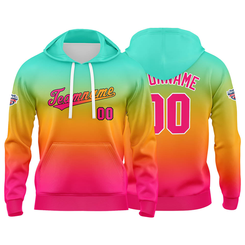 Custom Sweatshirt Hoodie For Man Woman Girl Boy Print Your Logo Name Number Green Orange Pink