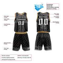 Custom Black-Gold Basketball Jersey for man women uniform Suit Kids Adults Personalized Jersey