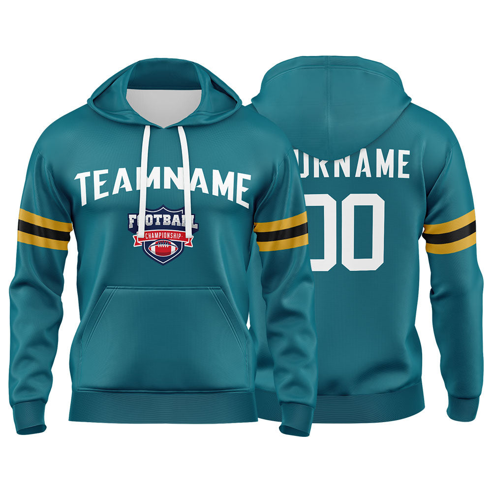 Custom Sweatshirt Hoodie For Men Women Girl Boy Print Your Logo Name Number Teal&White&Gold&Black