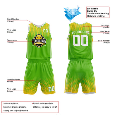 Custom Green-Yellow Basketball Jersey for man women uniform Suit Kids Adults Personalized Jersey