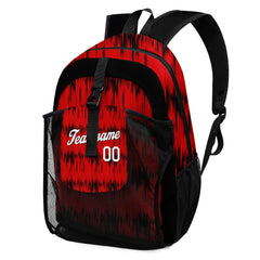 Customize Red White Sports Backpacks Featuring Personalized Names, Numbers and Logos