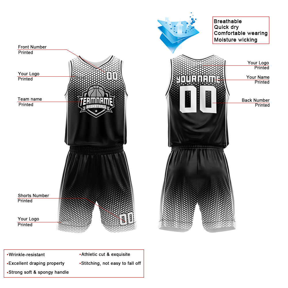 Custom Black-White Basketball Jersey for man women uniform Suit Kids Adults Personalized Jersey